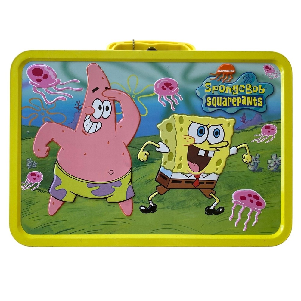 Vintage Nickelodeon SpongeBob SquarePants Large Embossed Metal‎ Lunch Box 13x9x4